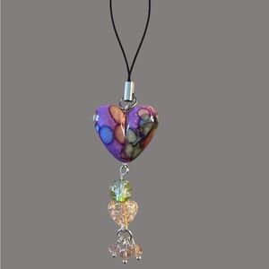 Purple and Pink Cell Phone Charm with Vibrant Design